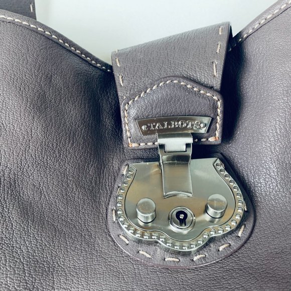 Talbots taupe pebbled leather boho shoulder bag - Picture 4 of 8